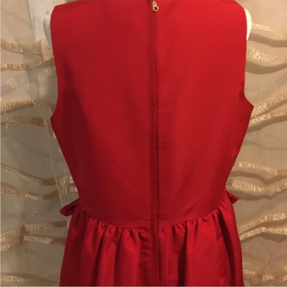 Taylor Sleeveless Women’s Red Dress with Sweet Bow Detail - Picture 4 of 10